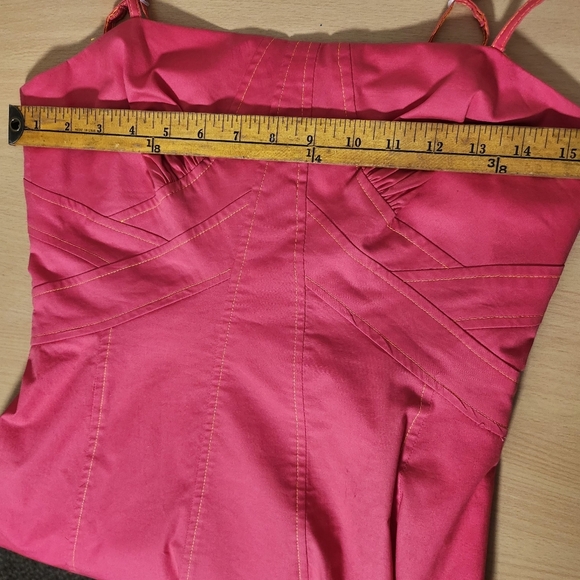 Citrine Hot Pink Vintage 2000s Y2K Fairycore Orange Threaded Dress 6 - Picture 7 of 12